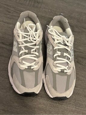 New Balance Light Gray and White Mesh Sneakers